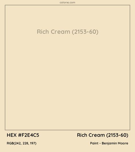 Rich Cream Paint Color, Rich Cream Benjamin Moore, Benjamin Moore Rich Cream, Gold Couch, Munsell Color System, Cream Paint Colors, Analogous Color Scheme, Paint Color Codes, Ivory Paint