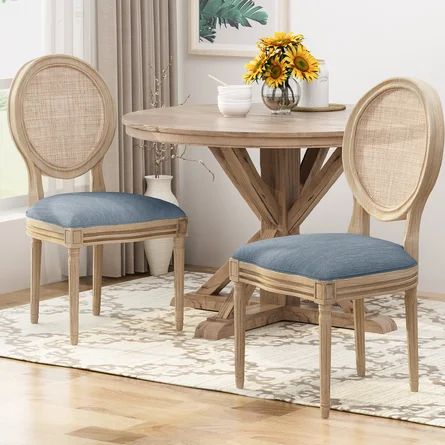 Laurel Foundry Modern Farmhouse Rodden Upholstered Solid Wood King Louis Back Side Chair | Wayfair Wooden Dining Chairs, Solid Wood Dining Chairs, Upholstered Side Chair, Noble House, Upholstered Fabric, Laurel Foundry Modern Farmhouse, Kitchen & Dining Chairs, Upholstered Dining Chairs, Room Chairs