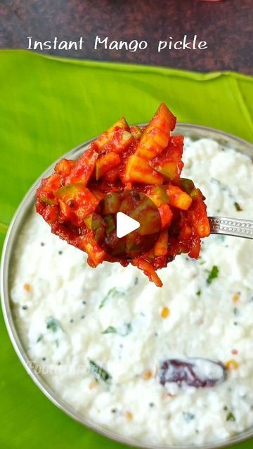 Instant Mango Pickle❣️❣️ Cut mango pickle❣️ It's summer and time for some mango, here is one of the popular instant cut mango... | Instagram Fenugreek Powder, Mango Pickle, Happy Eating, Raw Mango, Mustard Seeds, Fenugreek Seeds, Hot Oil, Chilli Powder, Mustard Seed