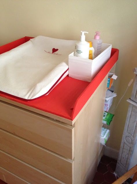 Malm & Benno baby changing table - IKEA Hackers Malm Table, Bedroom Ideas Ikea, Baby Bedroom Ideas, Malm Dresser, Changing Tables, Narrow Shelves, Baby Changing Table, Baby Changing Tables, Ikea Malm