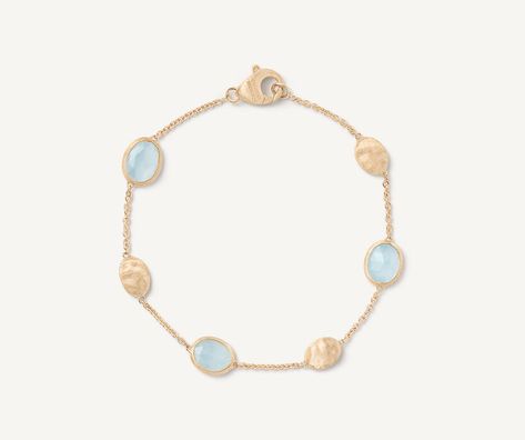 Marco Bicego Bracelet, Marco Bicego Jewelry, Aquamarine Bracelet, Marco Bicego, Aquamarine Beads, Italian Jewelry, Chain Links, Aqua Marine, Yellow Gold Bracelet