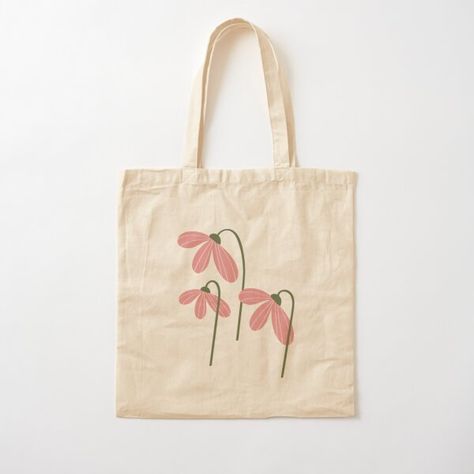 Simple pink flowers illustration • Millions of unique designs by independent artists. Find your thing. Handpainted Tote, Diy Tote Bag Design, Painted Canvas Bags, Handpainted Tote Bags, Totes Ideas, Flowers Tote Bag, Canvas Bag Design, Tods Bag, Bag Illustration