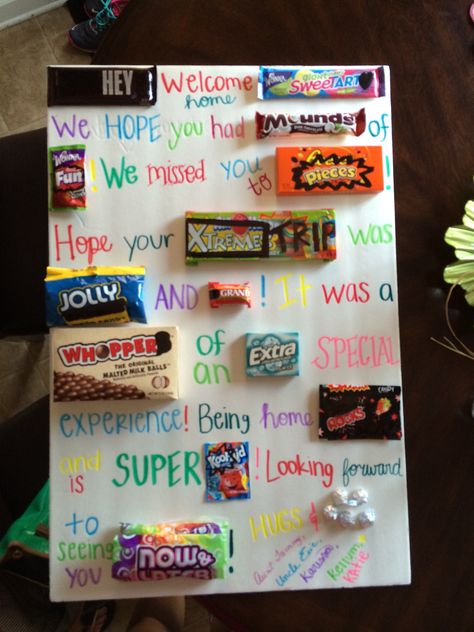 Welcome home cousin candy card Welcome Home Candy Poster, Candy Poster Board, Candy Bar Poster, Welcome Home Soldier, Candy Letters, Candy Card, Candy Bar Posters, Candy Board, Candy Signs