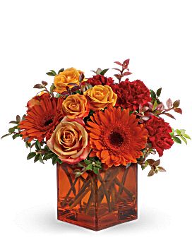 Teleflora's Sunrise Sunset Flower Arrangement Fall Floral Arrangement, Friendship Flowers, Mini Carnations, Wedding Reception Flowers, Flowers Delivery, Flower Delivery Service, Reception Flowers, Flowers Gifts, Flower Care