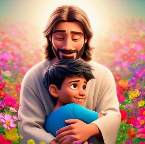 Mini Jesus Fofo, Jesus And Child, Jesus As A Child, Jesus Childhood, Jesus Hugging Girl, Bible Cartoon, Jesus Love Images, Jesus Cartoon, Bible Crafts Sunday School