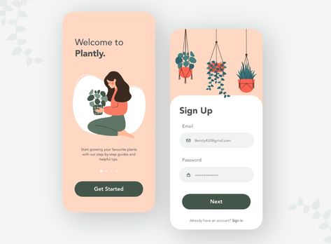 Login Page Design, Mobile Login, Login Design, Plant App, Ux App Design, App Design Layout, Mobile Application Design, Desain Ui, Mobile App Design Inspiration