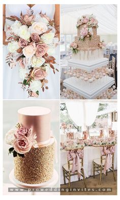 Rose Wedding Colors, Wedding Decor Rose Gold, Wedding Rose Gold Theme, Wedding Day Ideas, Blush Wedding Theme, Rose Gold Wedding Decor, Rose Gold Wedding Cakes, Wedding Color Scheme, Rose Gold Theme