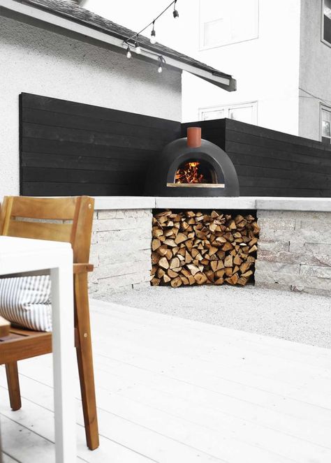 Minnesota Modern Backyard - The Faux Martha Diy Outdoor Kitchens, Modern Backyard Design, Small Outdoor Kitchens, Outdoor Kitchen Bars, Gear List, Outdoor Pizza Oven, Wood Fired Pizza Oven, Pizza Oven Outdoor, Fire Pizza