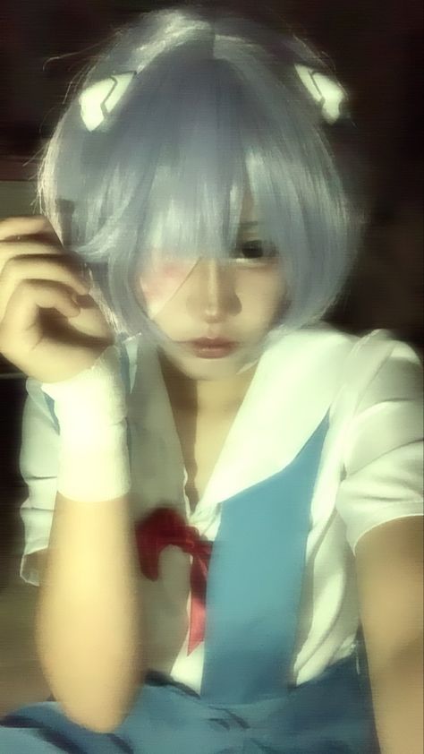 Rei Ayanami Aesthetic, Neon Cosplay, Neon Genesis Cosplay, Long Hair Rei Ayanami, Rei Ayanami Long Hair, Rei Ayanami Cosplay, Rei Cosplay, Rei Ayanami Bodysuit, Rei Ayanami Cosplay Long Hair