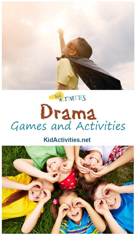 Drama games build confidence, let kids use their imagination and can serves as a foundation for theatre skills. Here are some of the most entertaining drama activities for you to try. Acting Games For Kids, Improv Games For Kids, Drama Games For Kids, Acting Games, Building Games For Kids, Drama For Kids, Theatre Games, Drama Activities, Teaching Theatre