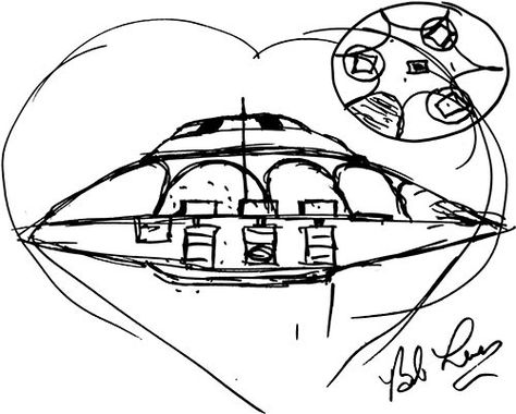 Bob Lazar Sketch Dm Inspiration, View Sketch, Alien Craft, Bob Lazar, Alien Stuff, Aliens History, Alien Crafts, Model Sketch, Aliens And Ufos