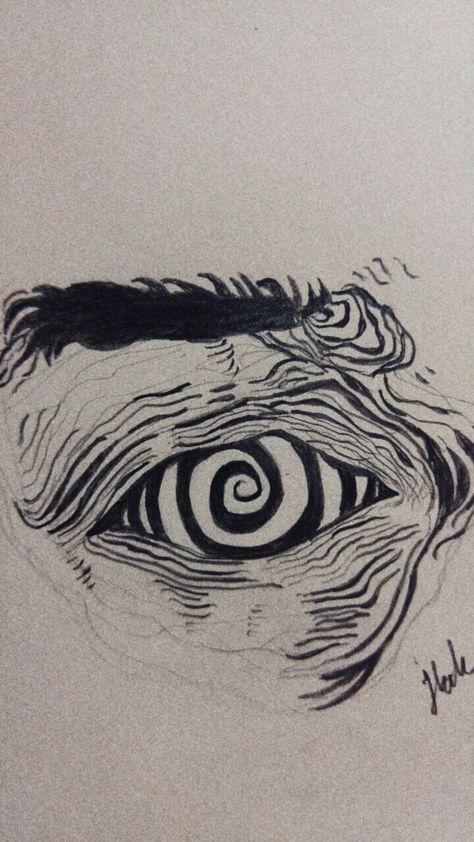 Spiral Face Drawing, Eyes Line Drawing, Trippy Eyes Drawing, Confusion Art, Trippy Drawing Ideas, Multiple Eyes, Ear Tattoo Ideas, Ear Tattoos, Trippy Drawings