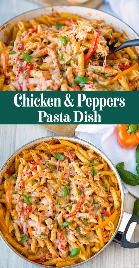 Chicken & Peppers Pasta {Quick & Easy Dinner} Chicken Peppers Pasta, Chicken Peppers And Onions, Peppers Pasta, Chicken Peppers, Recipes With Chicken And Peppers, Easy Pasta Dinner, Pepper Pasta, Pasta Dinners, Pasta Dinner Recipes