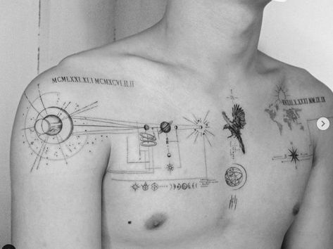 Top Surgery Tattoo, Surgery Tattoo, Geometric Tattoo Sketch, Geometric Compass Tattoo, Simple Hand Tattoos, Stag Tattoo, Football Aesthetic, Top Surgery, Astronaut Tattoo