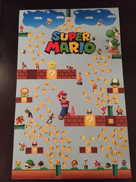 Kindergarten Project - Super Mario Bros Mario 100 Days Of School Poster, School Poster Board Ideas, 100 Day Of School Poster, 100 Days Of School Project Kindergartens, 100 Day Project Ideas, Poster Board Ideas, Spirit Day Ideas, 100 Días De Clases, 100th Day Of School Crafts