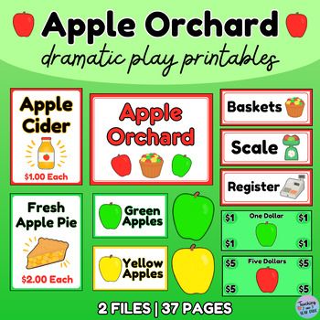 Teaching two and three year olds props Dramatic Play Printables Free, Apple Orchard Dramatic Play, Preschool Dramatic Play, Toddler Circle Time, Apple Theme Activities, Preschool Apple Theme, Play Printables, Dramatic Play Printables, Apple Preschool