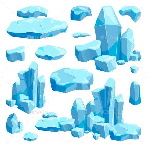 Ice Drawing, Ice Games, Minecraft Banner Designs, Ice Art, Broken Pieces, Low Poly Art, Ice Crystals, Blue Ice, Digital Painting Tutorials