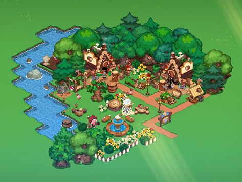 Lodge Layout, Kingdom City, Cookie Games, Cookie Run Kingdom, Running Humor, Witch Decor, Decoration Idea, Cookie Run, Lumberjack