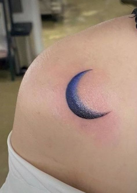 Blue Moon Tattoo Ideas, Blue Moon Tattoo, Tats Ideas, Favorite Tattoos, Small Shoulder Tattoos, Galaxy Tattoo, Neon Moon, Blue Tattoo, Shoulder Tattoos