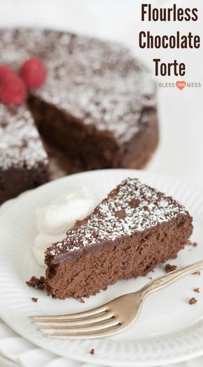 3 Ingredient Flourless Chocolate Torte - Light and fluffy chocolate cake made from just three simple ingredients. You won't believe how delicious this flourless chocolate torte is. #chocolatetorte #chocolate #dessert #simpledessert #blessthismessplease Flourless Chocolate Torte, Fluffy Chocolate Cake, Flourless Chocolate Cake Recipe, Chocolate Garnishes, Flourless Chocolate Cake, Flourless Cake, Torte Recipe, Chocolate Torte, Flourless Chocolate Cakes