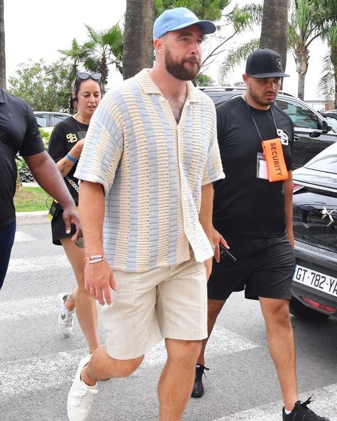 We hate to say it, but we told you so. Our Big Black Book issue on summer style proclaimed @OrlebarBrown's Thomas Crochet polo to be a must-have garment to dress well this season, and, guys, the proof is in the pudding—just look at Travis Kelce wearing that very shirt at Cannes. He looks as good as we knew he (and you) would. Read more on why we love it and snag one for yourself at the link in bio. Photos: Backgrid Travis Kelce Style, Crochet Polo, Dress Well, Black Book, Travis Kelce, Black Books, Told You, Cannes, Summer Style