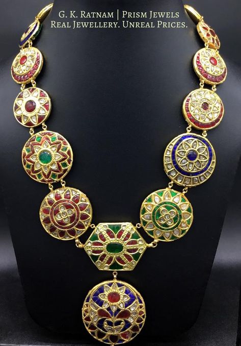 Thappa Jewellery, Jadau Jwellery, Lightweight Jewellery, Gold Enamel Jewelry, Uncut Diamond Necklace, Italian Gold Jewelry, Neck Pieces Jewelry, Gold Jewellry, Designer Diamond Jewellery