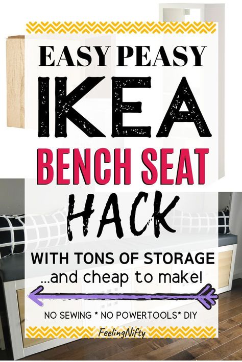 Diy Banquette Seating With Storage, Bench With Storage Diy, Ikea Bench Seat Hack, Seating Bench With Storage, Ikea Hack Bench, Easy Diy Bench, Entrance Mudroom, Mudroom Office, Banquette Seating Diy