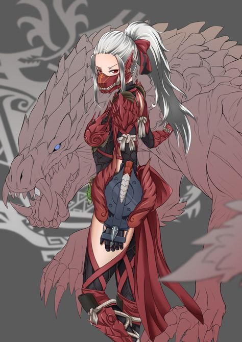 Odogaron Armor, Hair Spikes, Long Hair Mask, Dragon Face, Monster Hunter World, Monster Hunter