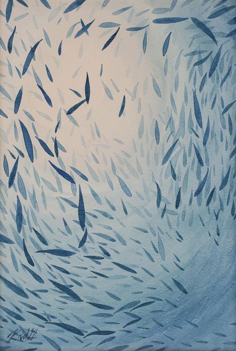 Swarm Of Fish, Watercolor Water, Watercolor Fish, Making Decisions, Fish Swimming, Blue Fish, Fish Painting, Business Operations, Fish Art