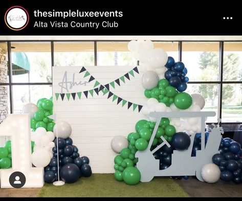 Golf Balloon Arches, Golf Theme Photo Backdrop, Golf Themed Backdrop, Golf Theme Party Backdrop, Golf Themed Balloon Garland, Golf Balloon Ideas, Golf Balloon Garland, Golf Party Backdrop, Golf Balloon Arch