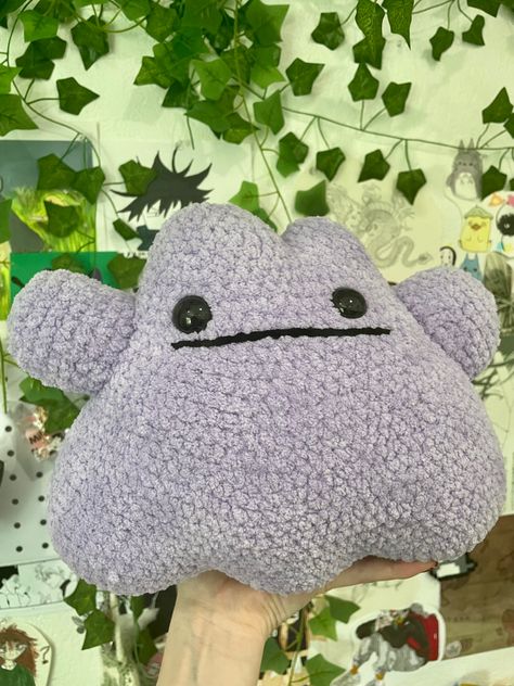 Ditto Crochet Pattern Free, Crochet Pokemon Pillow, Crochet Ditto, Ditto Cross Stitch, Gloom Pokemon Crochet, Sewing Projects, Pokemon, Sewing, Crochet