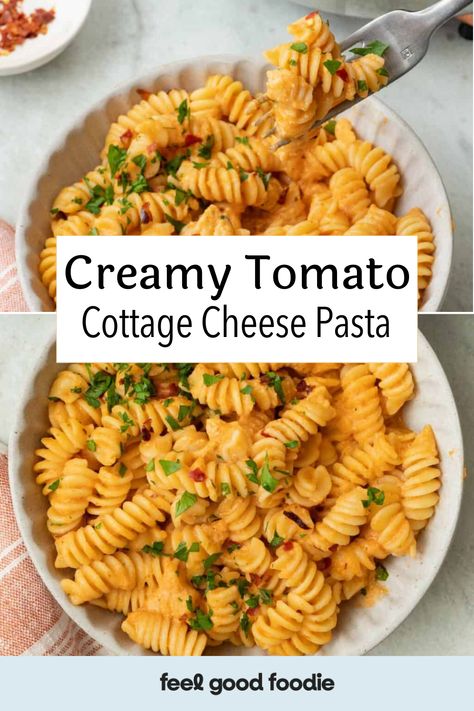 Roasted Tomatoes And Cottage Cheese, Cottage Cheese Creamy Pasta, Cottage Cheese And Marinara, Dips Using Cottage Cheese, Cottage Cheese Cherry Tomato, Tomato Cottage Cheese Pasta, Cottage Cheese Protein Pasta Sauce, Cottage Cheese And Tomato Recipes, Creamy Cottage Cheese Pasta