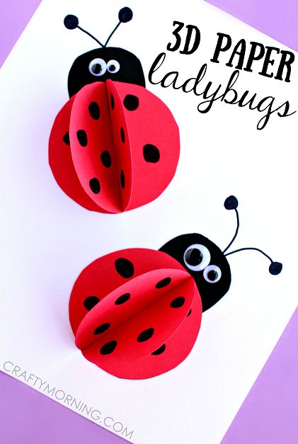 3D Paper Ladybug Craft for Kids - Cute art project for summer or homemade cards! | CraftyMorning.com Cute Art Projects, Collage Nature, Crafty Morning, Ladybug Crafts, Bug Crafts, Animal Crafts For Kids, Paper Ornaments, Punch Art, Childrens Crafts