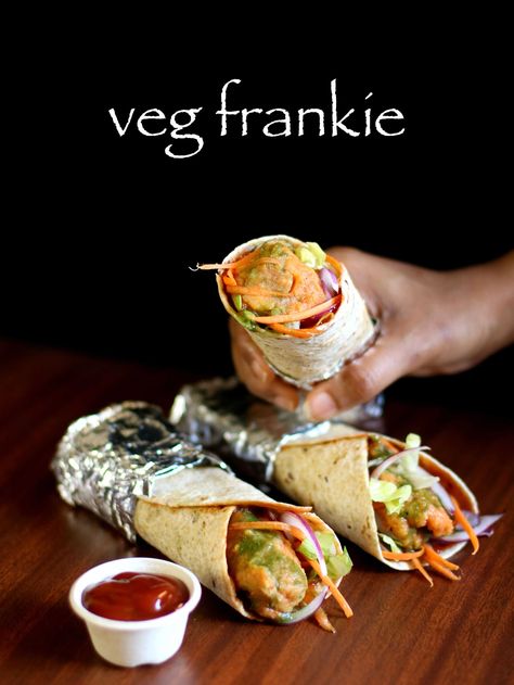 veg frankie recipe, veg kathi roll recipe, veg frankie roll with step by step photo/video. street food of india also known as kati roll or frankie wrap. Fusion Snacks, Frankie Recipe Veg, Aaloo Chaat, Veg Frankie Recipe, Veg Frankie, Kathi Roll Recipe, Veg Roll, Kathi Roll, Frankie Recipe