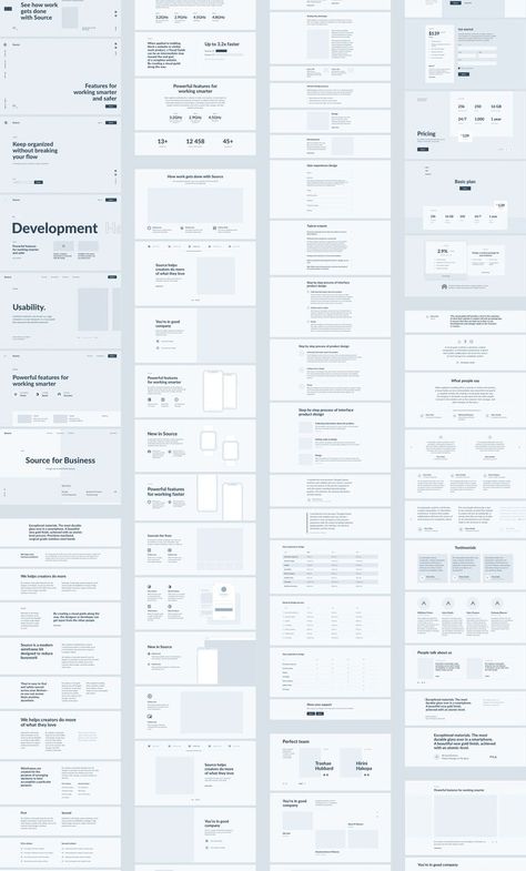 Source Wiraframe Kit 1,000+ layouts for desktop and mobile Mobile Wireframe, Wireframe Web, Webpage Design Layout, Wireframe Website, Fashion Web Design, Website Planning, Website Design Inspiration Layout, Wireframe Design, Page Layout Design