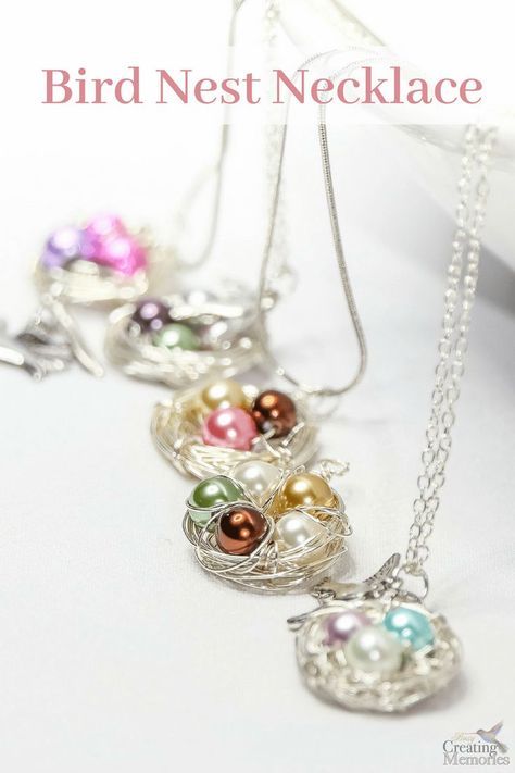 Use our simple step by step tutorial shows you how to make those beautiful handmade DIY birds nest necklace that you see in Etsy shops and looks absolutely stunning. This simple jewelry making project is simple for beginners and only takes about 30 minutes. It also makes for a great gift for Moms on Mother's Day, grandmother, a daughter, a dear friend, girlfriend or just yourself! It is Easy to customize with sterling silver, pearls, beads, birthstones, and charms! Each one is unique! Diy Birds Nest, Diy Jewelry For Beginners, Bird Nest Necklace, Birds Nest Necklace, Diy Gifts For Mom, Easy Jewelry, Diy Birds, Friend Girlfriend, Birds Nest