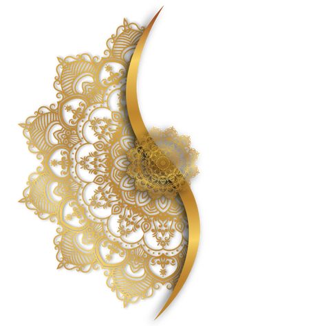 Gold Ornaments Design, Gold Mandala, Islamic Design, Gold Ornaments, Mandala Design Art, Round Ornaments, Wedding Background, Islamic Pattern, Vector Png