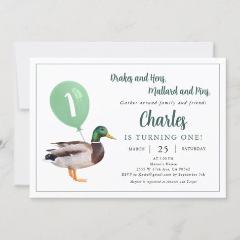 Duck 1st Birthday, Duck Birthday Theme, Duck Birthday Party, Duck Party, Boys 1st Birthday Party Ideas, Duck Birthday, 1st Birthday Party Invitations, Party Boy, First Birthday Party Themes