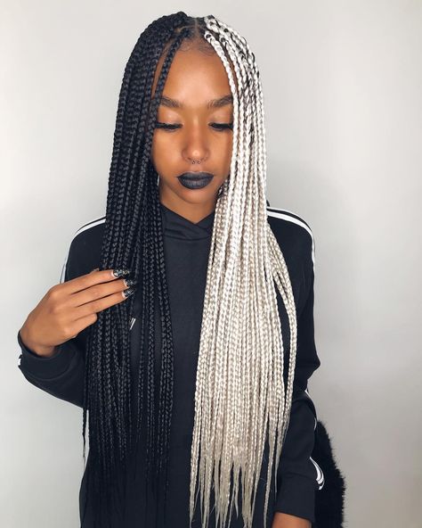 Box braids done in 4hrs on @yunglecstasy !! 😍❤️ Assistant Braide Small Box Braids, Afro Braids, Big Box Braids, Blonde Box Braids, Short Box Braids, Jumbo Box Braids, Long Box Braids, Black Inspiration, Box Braid