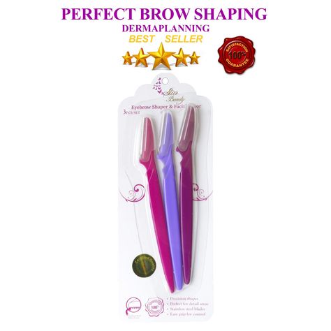 Dermaplaning Womens Eyebrow Razor Shaping - Perfect Women's Facial Razor For Peach Fuzz Hair Removal US Brand Best For Facial Hair Removal and Daily Dermaplaning Women's Face Razor* You can find out more details at the link of the image. (This is an affiliate link) #shavehairremoval Home Dermaplaning, Women Facial Hair, Shaped Eyebrows, Travel Razor, Plucking Eyebrows, Tweezing Eyebrows, Eyebrow Shaper, Beauty Eyebrow, Eyebrow Razor