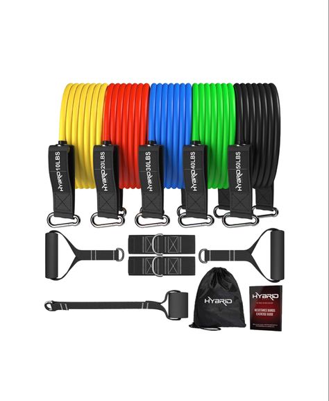 HYBRID Resistance Bands Set Men Women, HEAVY DUTY 12pcs Exercise Bands, Up to 150LB, 68kg, 2 Foam Handles, 2 Ankle Straps, Door Anchor - Fitness Tubes - Exercise Equipment for Home, Gym, Physio Equipment For Home Gym, Calisthenics Gym, Home Gym Set, Personal Gym, Gym Kit, Gym At Home, Exercise Bands, Resistance Band Set, Body Training