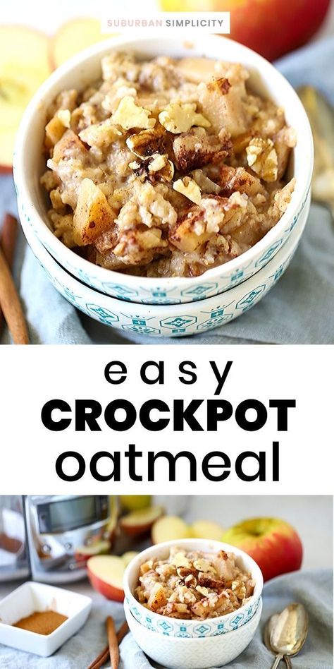 Crockpot Oatmeal Recipes, Crock Pot Oatmeal, Crockpot Oatmeal Overnight, Oatmeal Breakfast Recipes, Oatmeal Recipes Crockpot, Breakfast Crockpot, Crockpot Oatmeal, Slower Cooker, Slow Cooker Oatmeal