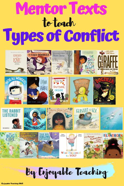 Teaching Conflict In Literature, 2nd Grade Chapter Books, Character Vs Character, Sel Books, Character Conflict, Conflict In Literature, Pre K Lesson Plans, 1st Grade Books, Types Of Conflict