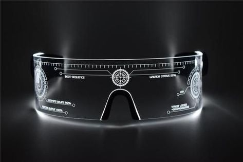 Cyberpunk Led Glasses, White Cyberpunk, Cyberpunk Glasses, Mass Effect Cosplay, Visor Glasses, Led Glasses, Cyberpunk Fashion, Amazing Cosplay, Futuristic Design