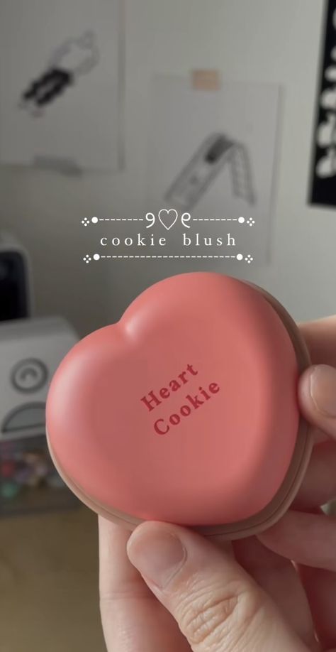 Heart Cookie Blush, Cookie Makeup, Korean Blush, Heart Cookie, Makeup Product, Heart Cookies, Birthday List, Makeup Essentials, Baby Skin