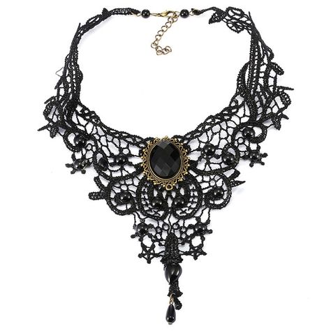 JOUVAL Gothic Chokers Black Stone Sexy Lace Neck Choker Necklace Vintage Victorian Women Chocker Steampunk Halloween Jewelry-in Choker Necklaces from Jewelry & Accessories on Aliexpress.com | Alibaba Group Goth Choker Necklaces, Black Lace Necklace, Black Lace Choker Necklace, Girlfriend Necklace Gift, Mode Steampunk, Goth Choker, Black Lace Choker, Lace Choker Necklace, Beads Choker