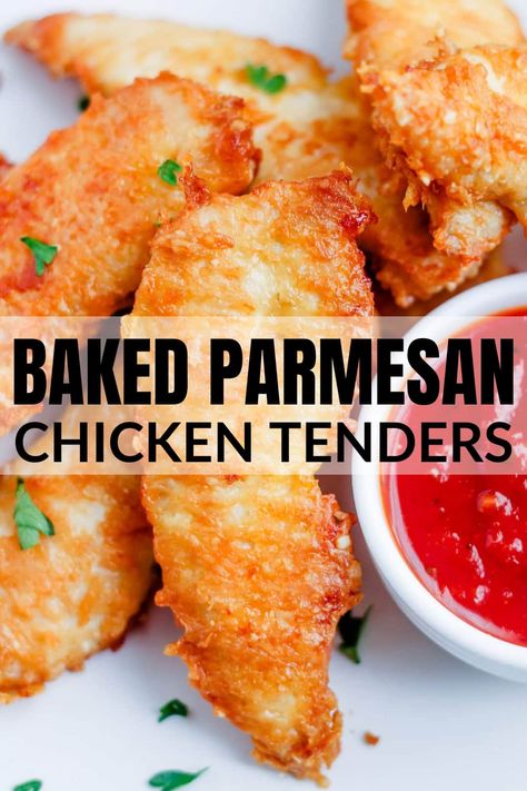 Parmesan Baked Chicken Tenders, Chicken Tenderloin Recipes Parmesan, Keto Chicken Tenders Oven Baked, Baked Parmasean Chicken, Moist Baked Chicken Tenders, Keto Chicken Tenders Recipes, Chicken Tenders Recipes Baked, Chicken Recipes Kids Love, Baked Parmesan Crusted Chicken Tenders