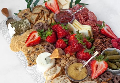 DIY Charcuterie Board from Trader Joe's Ingredients - Mediterranean Diet Grazing Plate, Diy Charcuterie Board, Chacuterie Board, Appetizer Platters, Mother's Day Brunch, Mothers Day Brunch, Easy Appetizer Recipes, Mediterranean Diet Recipes, Trader Joe