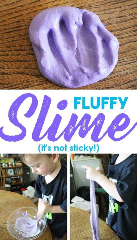 How to make fluffy slime with shaving cream! An easy recipe for making non sticky fluffy slime! Try it today! Easy Fluffy Slime Recipe, Slime With Shaving Cream, Easy Slime Recipes, Fluffy Slime Recipe, Sticky Slime, Making Fluffy Slime, Contact Solution, Easy Slime Recipe, Slime No Glue