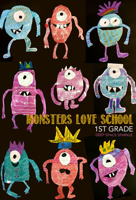 Inspired by the book, Monsters Love School by Mike Austin, children pick body parts to create their own unique monster to draw and paint. Fun art activity for boys and girls. Goodness Craft, Fruit Of The Spirit Goodness, Apple Garland, Grade 1 Art, First Grade Art, Deep Space Sparkle, Love School, Classroom Art Projects, Young Art